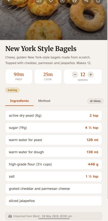 Crave Recipes recipe detail view
